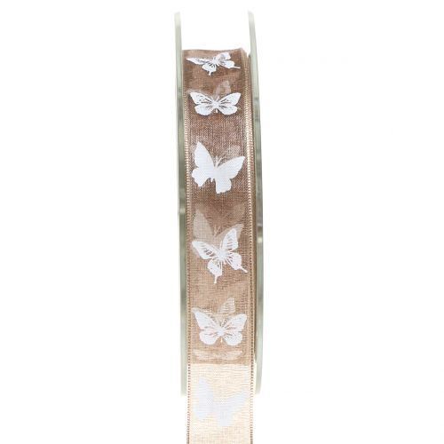 Floristik24 Organza ribbon butterfly brown 15mm 20m