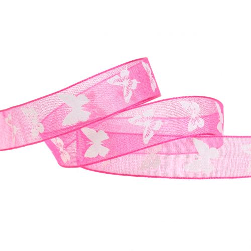 Product Organza ribbon butterfly pink 15mm 20m