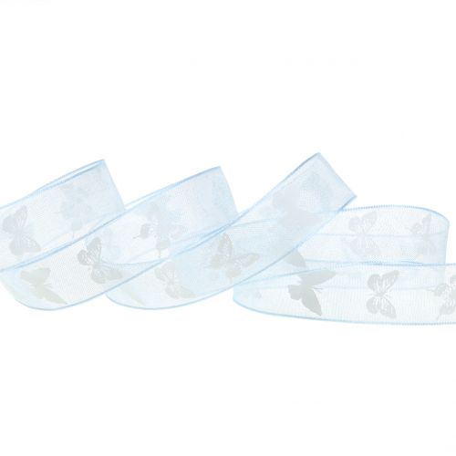 Floristik24 Organza ribbon Butterfly Blue 15mm 20m