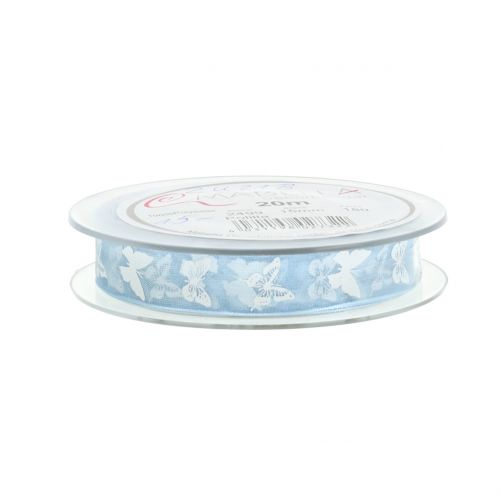 Floristik24 Organza ribbon Butterfly Blue 15mm 20m