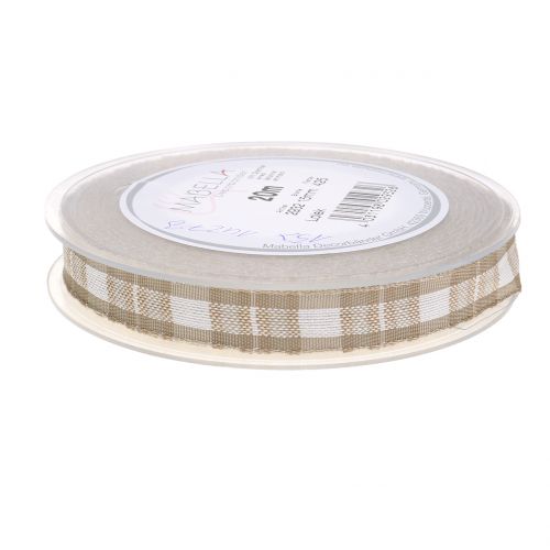 Floristik24 Deco ribbon checkered with wire edge Beige 15mm L20m