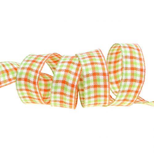 Product Checkered Ribbon Green/Orange 25mm 15m