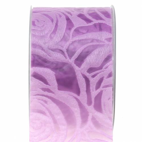 Floristik24 Deco ribbon roses wide purple 63mm 20m
