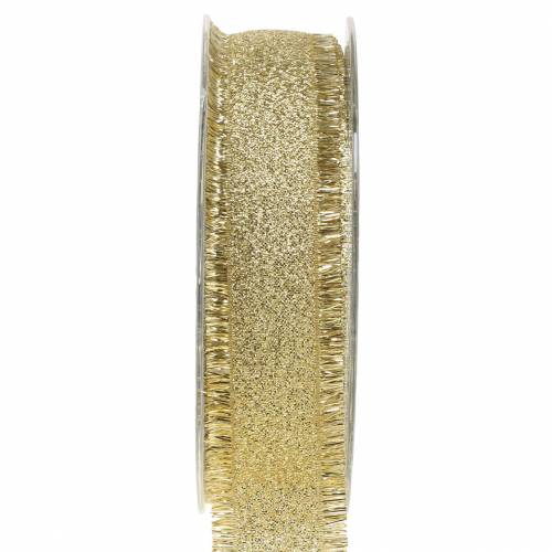 Floristik24 Decorative band gold with fringes 25mm 15m