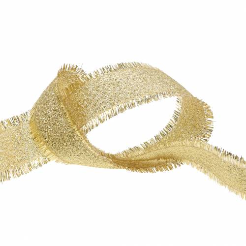 Floristik24 Decorative band gold with fringes 25mm 15m