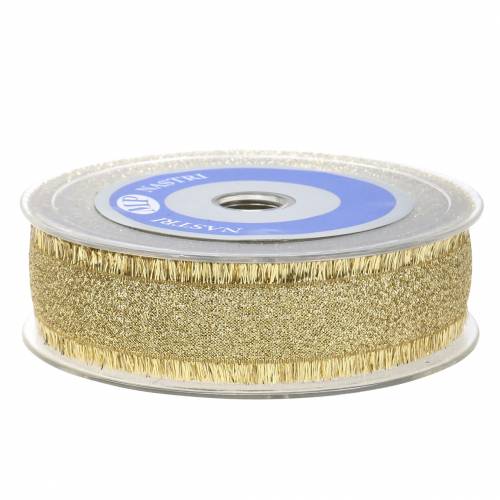 Floristik24 Decorative band gold with fringes 25mm 15m