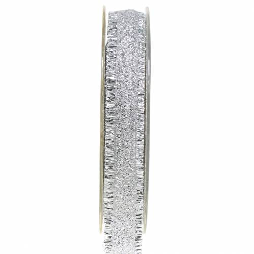 Floristik24 Deco ribbon silver with fringes 15mm 15m