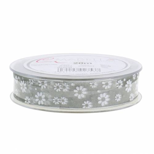 Floristik24 Organza ribbon flowers gray 20mm 20m