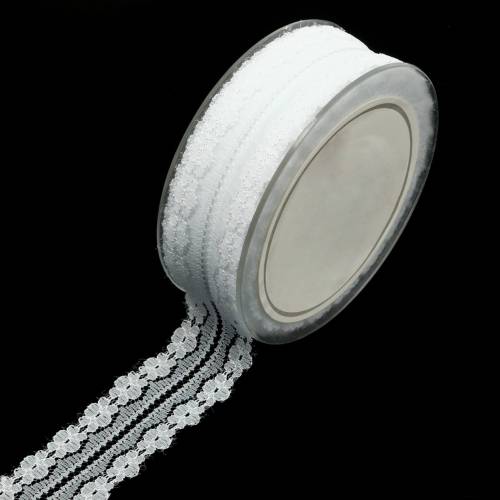 Floristik24 Lace ribbon decoration ribbon white 20m 3cm