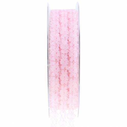 Floristik24 Lace ribbon pink 20mm 20m