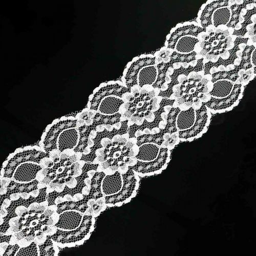 Product Floral lace ribbon, table runner, wedding decoration, jewelry ribbon white 70mm 15m