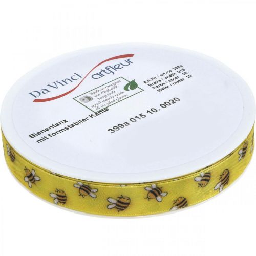 Product Deco ribbon spring yellow, ribbon with bees B15mm L20m