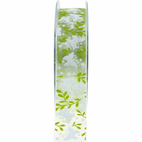 Floristik24 Decorative Ribbon with Butterflies 25mm Green Organza Ribbon Gift Ribbon 20m