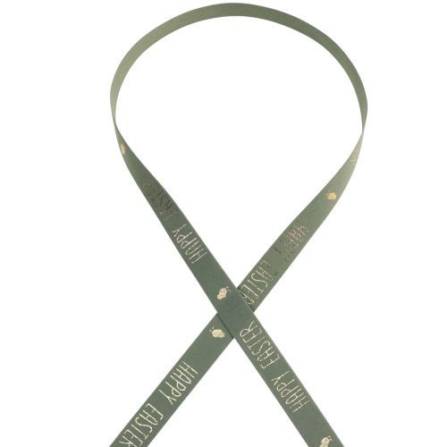 Floristik24 Velvet ribbon Happy Easter decorative ribbon Mint 15mm 5m