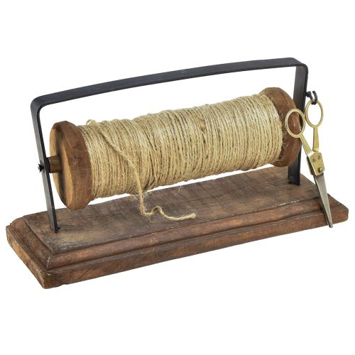 Floristik24 Dispenser wood cast iron yarn holder scissors jute L27.5cm