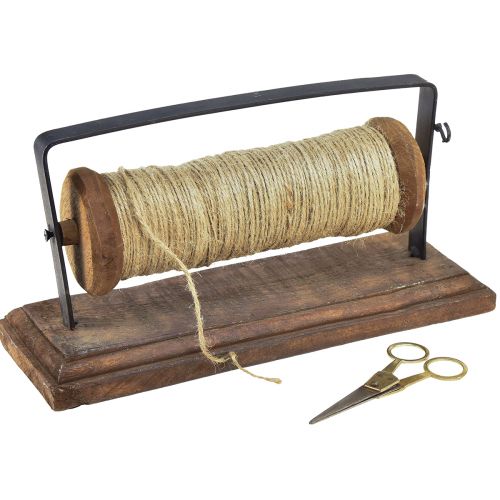 Floristik24 Dispenser wood cast iron yarn holder scissors jute L27.5cm