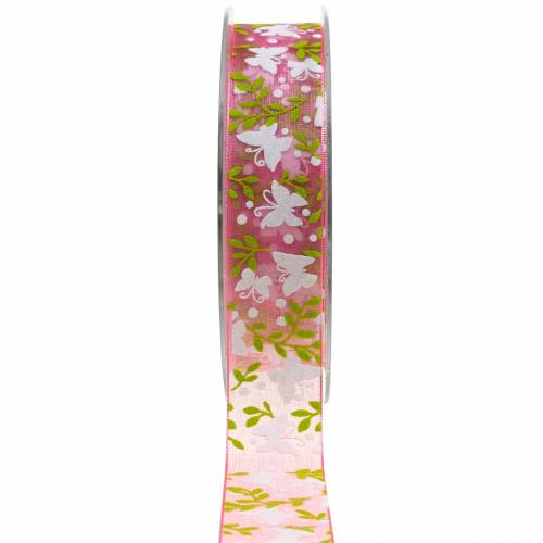 Floristik24 Organza Ribbon Butterfly 25mm Pink Decorative Ribbon Gift Ribbon 20m