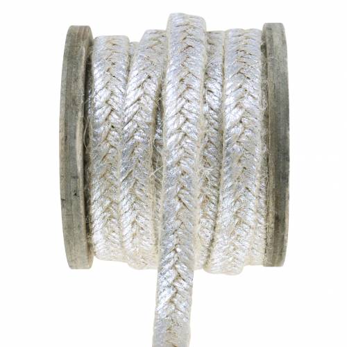 Floristik24 Cord wide jute silver 10mm 4m