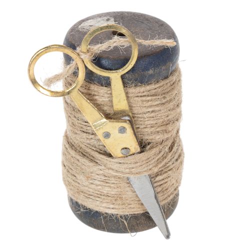 Product Ribbon spool jute ribbon with scissors Ø5cm H8cm 2pcs