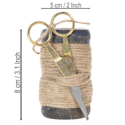 Product Ribbon spool jute ribbon with scissors Ø5cm H8cm 2pcs