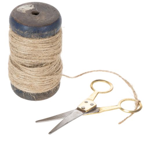 Product Ribbon spool jute ribbon with scissors Ø5cm H8cm 2pcs