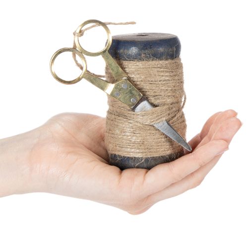 Product Ribbon spool jute ribbon with scissors Ø5cm H8cm 2pcs
