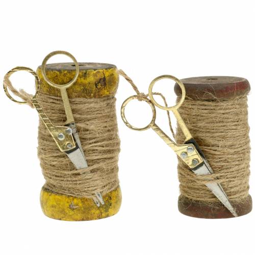 Product Tape spool jute tape with scissors Ø5cm H8cm 2pcs