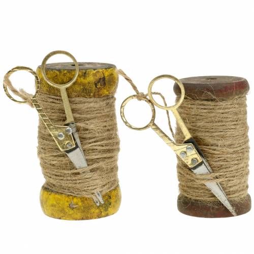 Floristik24 Tape spool jute tape with scissors Ø5cm H8cm 2pcs