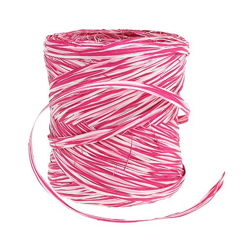 Floristik24 Bast as a gift ribbon pink-white 200m