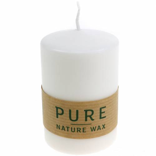 PURE Nature Safe Candle pillar candle stearin, rapeseed wax 90/60mm 1 piece white