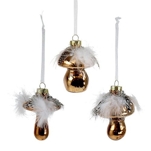 Floristik24 Tree decorations glass mushroom brown 8cm 3pcs