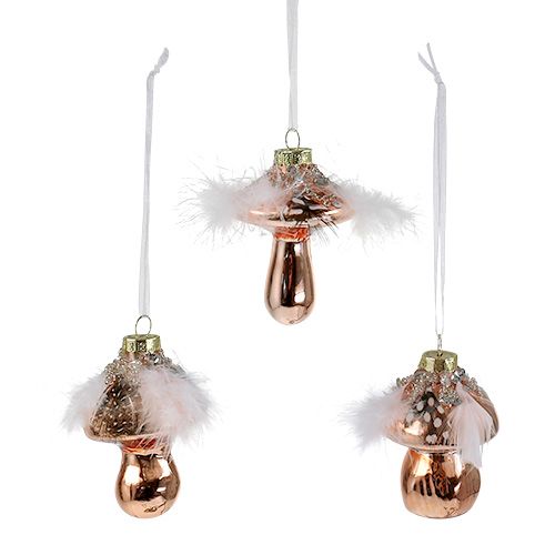 Floristik24 Tree decorations glass mushroom copper 8cm 3pcs