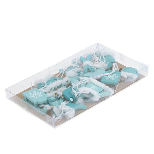 Floristik24 Tree decoration Mix 3,5cm - 7,5cm Blue, white 12pcs