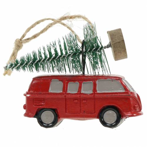 Tree decoration car with fir 6,5cm for hanging 4pcs