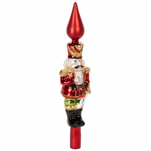 Red Glass Nutcracker Christmas Tree Topper, 28 cm | Floristik24.co.uk