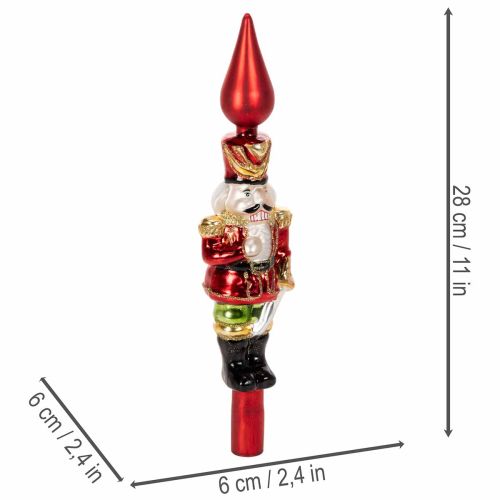 Red Glass Nutcracker Christmas Tree Topper, 28 cm | Floristik24.co.uk
