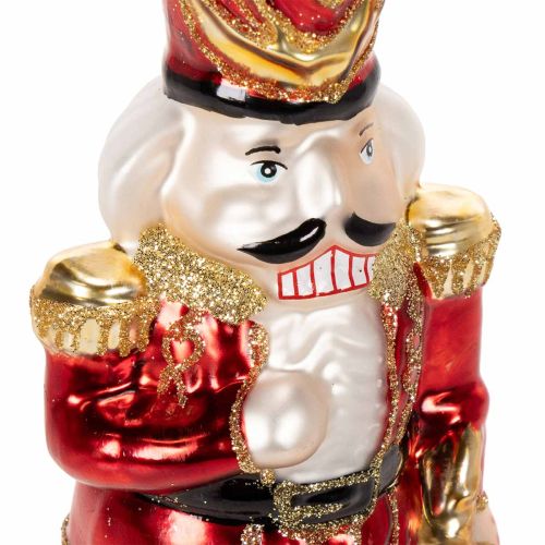 Red Glass Nutcracker Christmas Tree Topper, 28 cm | Floristik24.co.uk