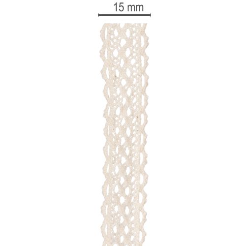Cotton lace ribbon for decoration and handicrafts, 15mm wide, 10m long | Floristik24.co.uk