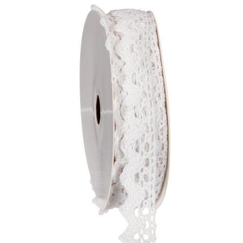 Decorative lace ribbon, fine cotton trim for handicrafts, 15mm wide, 10m long buy online | Floristik24.co.uk