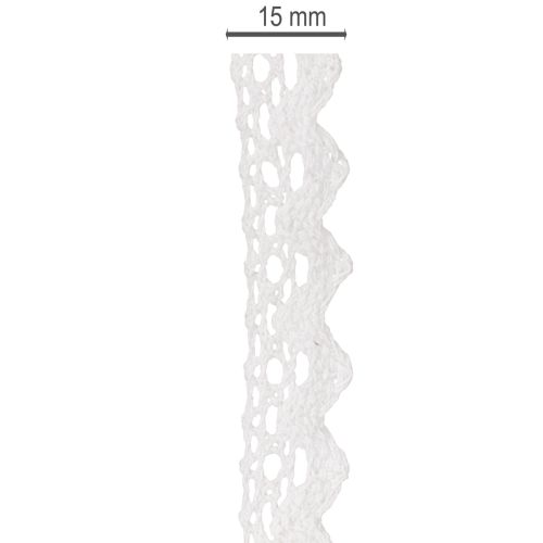 Decorative lace ribbon, fine cotton trim for handicrafts, 15mm wide, 10m long | Floristik24.co.uk