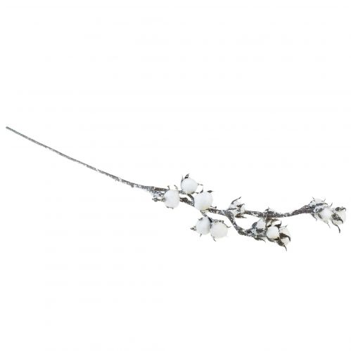 Product Artificial Cotton Branch Cotton Flowers Snowed 79cm