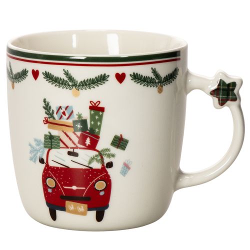 Ceramic Mug with Christmas Car and Gifts Design, 9cm, White buy online | Floristik24.co.uk