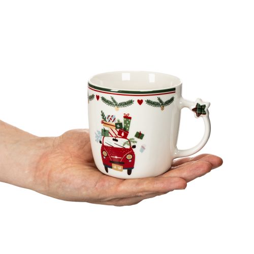 Ceramic Mug with Christmas Car and Gifts Design, 9cm, White | Floristik24.co.uk