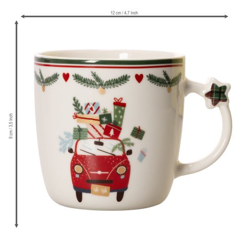 Ceramic Mug with Christmas Car and Gifts Design, 9cm, White | Floristik24.co.uk