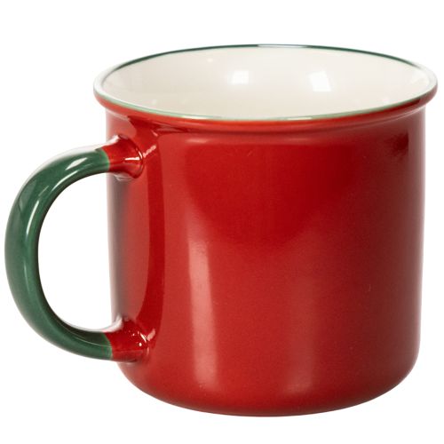 Red Ceramic Christmas Mug with Green Tree Design, 9cm | Floristik24.co.uk