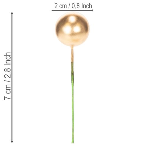 Golden Artificial Berries on Wire for Festive Arrangements 2 cm 48 pcs | Floristik24.co.uk