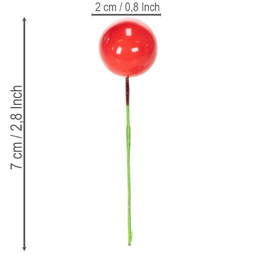 Artificial Red Berry Mini Christmas Balls on Wire 2cm 48 Pieces | Floristik24.co.uk