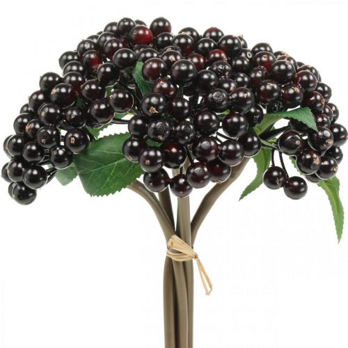Product Berry branch red black artificial deco autumn wreath 25cm 5pcs in bunch