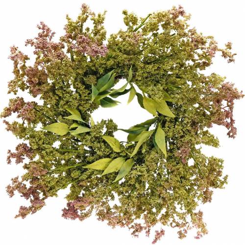 Artificial heather wreath green, pink Ø72cm