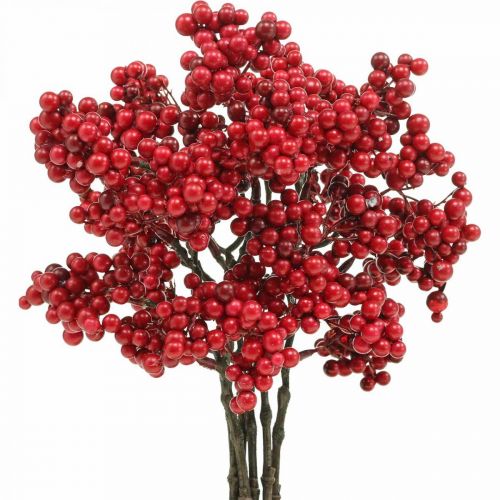 Floristik24 Decorative branch with red berries berry branch autumn decoration 26cm 6pcs